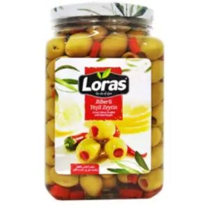زیتون سبز با مغز فلفل لوراس loras